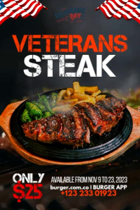 Veterans Steak Video Poster template