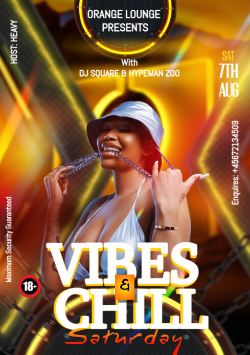 Vibes and chill saturday flyer design A4 template