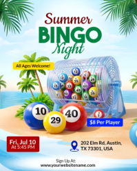 Vibrant 3D Summer Bingo Night Flyer Template Instagram Portrait