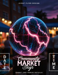 Vibrant Electric Orb First Friday Event Flyer Template for Community Market Days