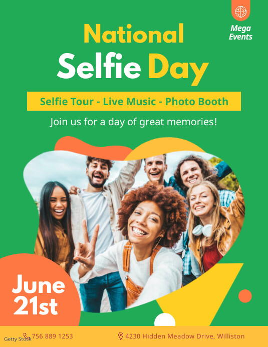 Vibrant National Selfie Day Event Flyer-skabelon | PosterMyWall