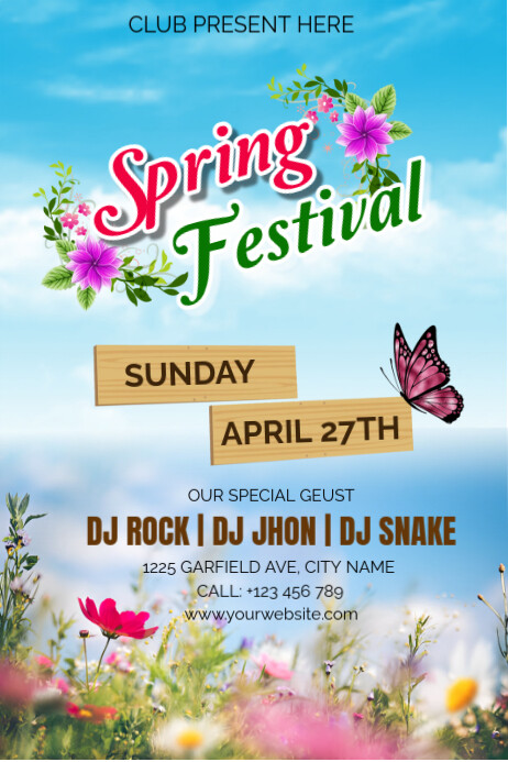 Vibrant Spring Festival Party Poster Template: Celebrate in Style ...