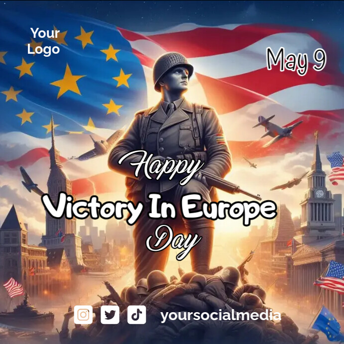 Ve day 80 years celebration bunting decoration wwii victory in europe