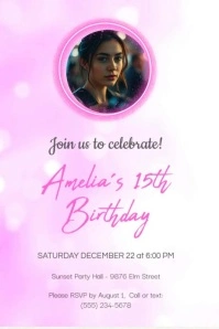video 15TH birthday invitation Banner 4' × 6' template