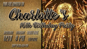 Video 16:9 16th Birthday Party Invitation Tem Digitalt display (16:9) template