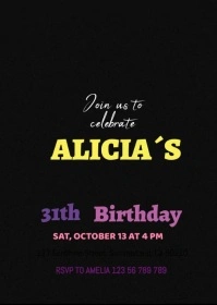 video 90s Birthday Party Invitation A6 template