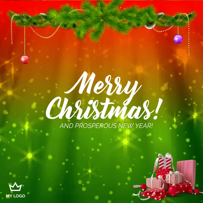 Video de natal com luzes Square (1:1) template