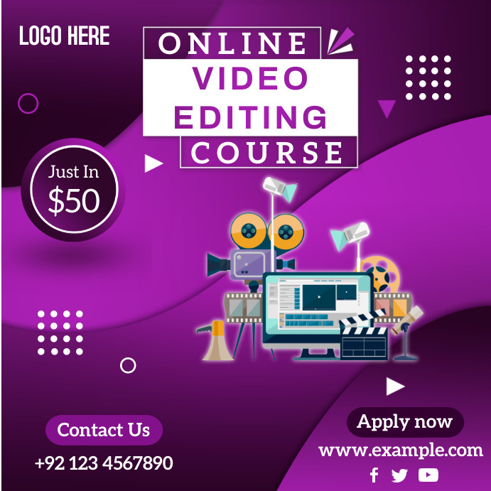 Video Editing Course Flyer Poster Template | PosterMyWall