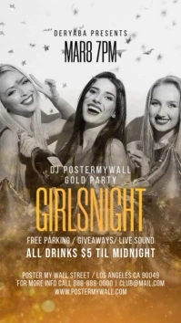 Video Girls Night Gold Party Story Template Digitale Vertoning (9:16)