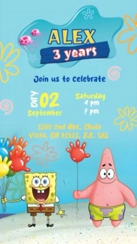Video Invitación de bob esponja Digital Display (9:16) template