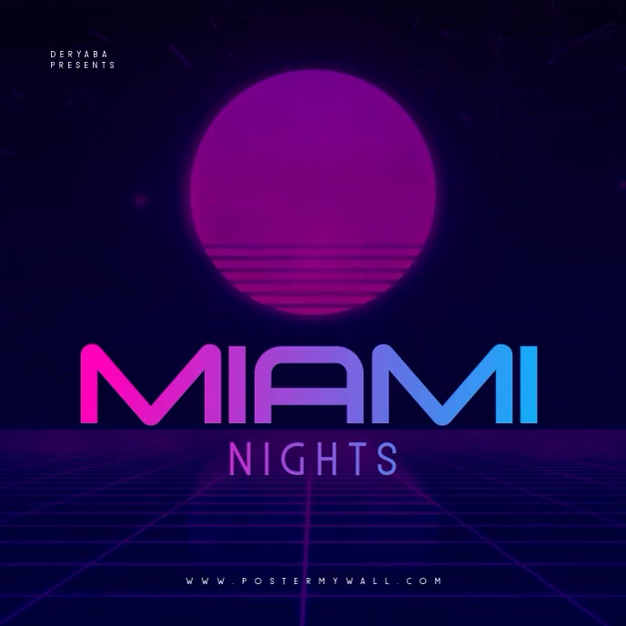 Video Miami Nights Retro CD Cover Template Pochette d'album