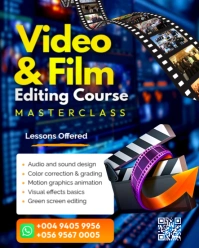 Video production editing online digital film making training course masterclass facebook ads flyer Instagram Portrait template