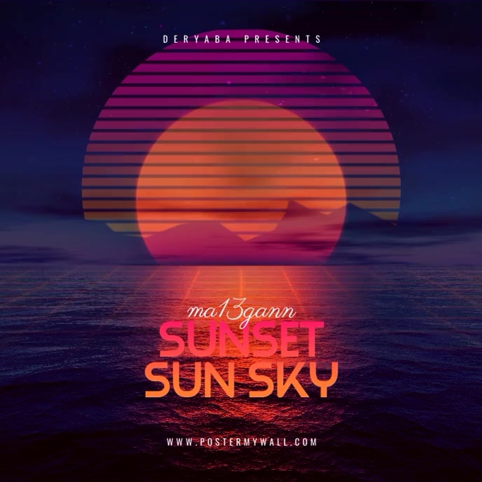 Video Sunset Retro 80's CD Cover Art Template | PosterMyWall