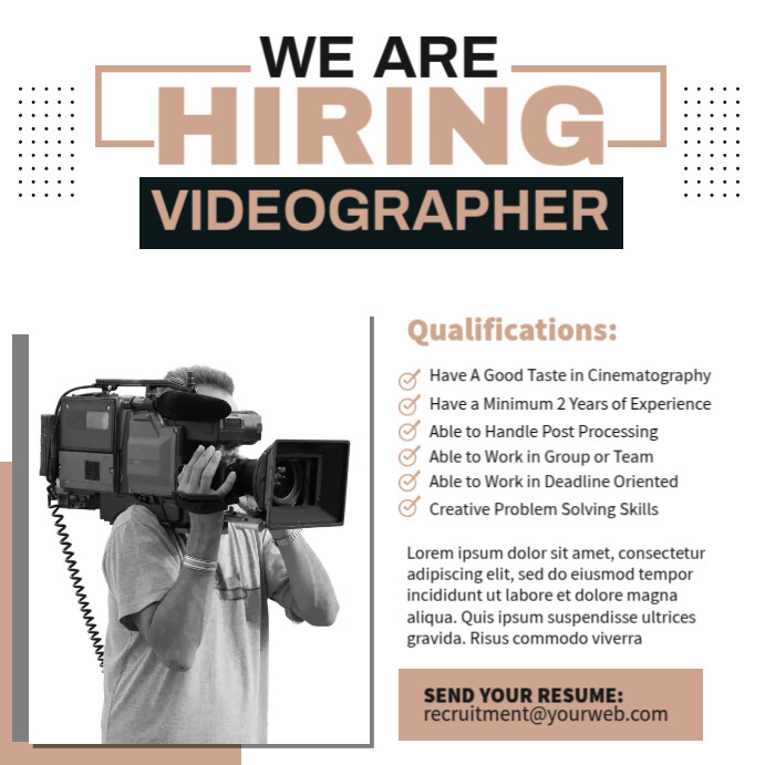 Videographer Hiring Ads Template | PosterMyWall