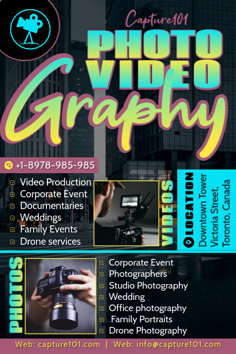 Videography & Photography Business flyer post Plakat template