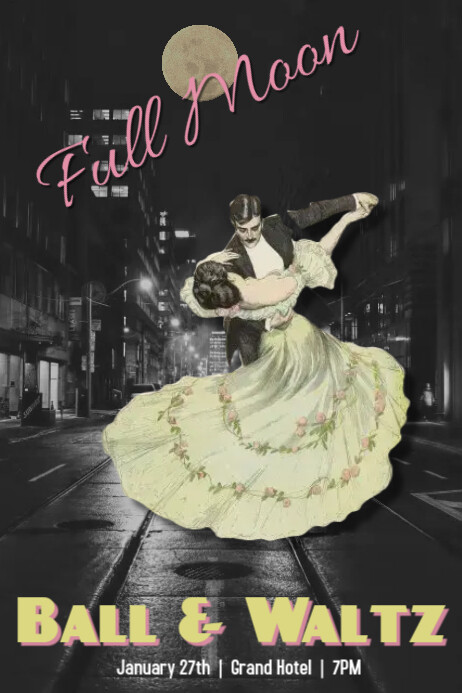 Vintage, dance, ball, album cover, banquet,  retro, valentines day Poster template