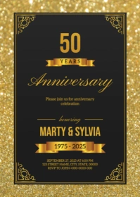 Vintage 50 Years Anniversary Invitation A6 template