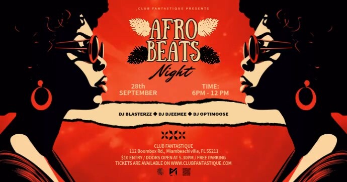 Vintage Afrobeat Party Ad Facebook template