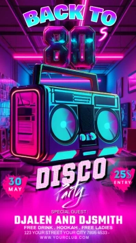 Vintage Back To 80's Disco Party Instagram Story template