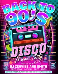 Vintage Back To 90's Disco Party Poster/wallboard Poster/Wandzeitung template