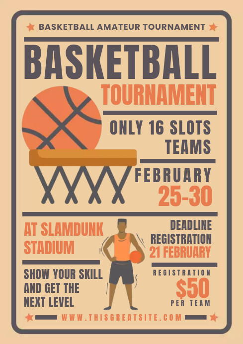 Vintage Basketball Tournament A4 template