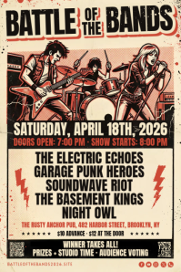 Vintage Battle of the Bands Poster template