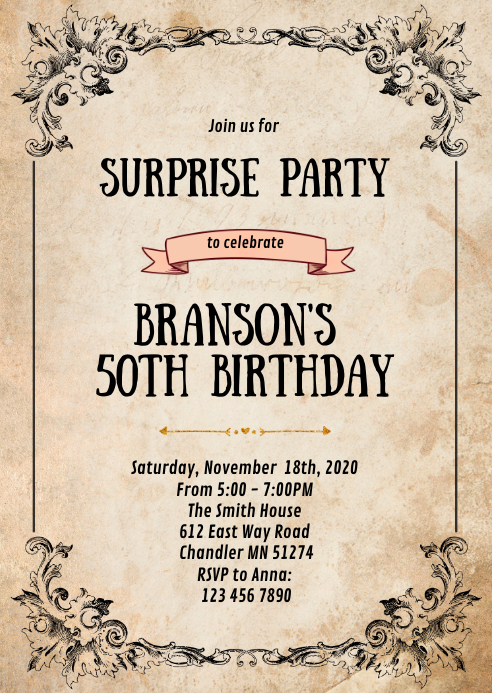 Modele Invitation De Fete D Anniversaire Vintage Postermywall