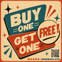 Vintage Buy One Get One Free Offer Instagram Post template