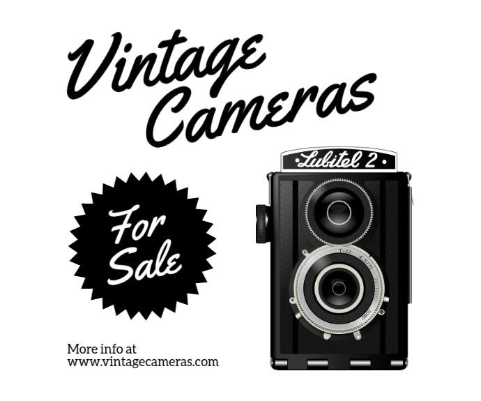 Vintage Cameras For Sale - Medium Rectangle Template | PosterMyWall