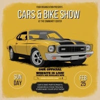 Vintage Car And Bike Show Flyer Template. Yellow Car Show Flyer. Classic Car Show Instagram Post