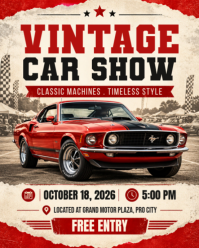 Gelb Vintage Car Show Instagram Portrait Template