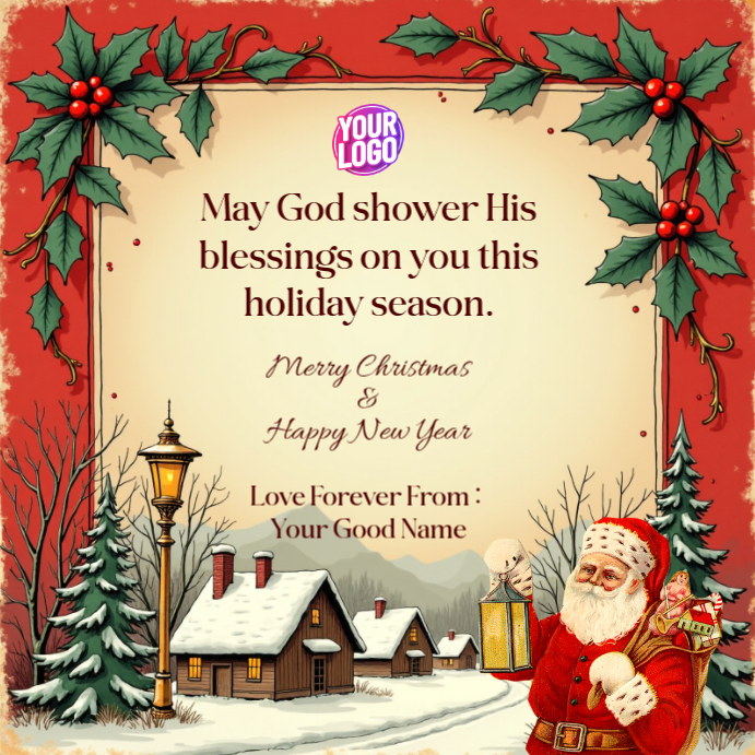 Vintage Christmas Card Template PosterMyWall