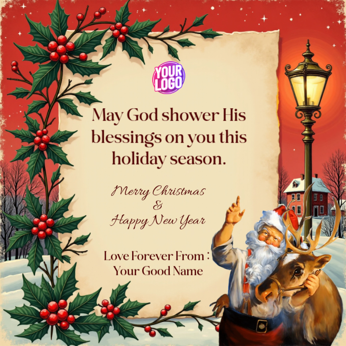 Vintage Christmas Card Template PosterMyWall
