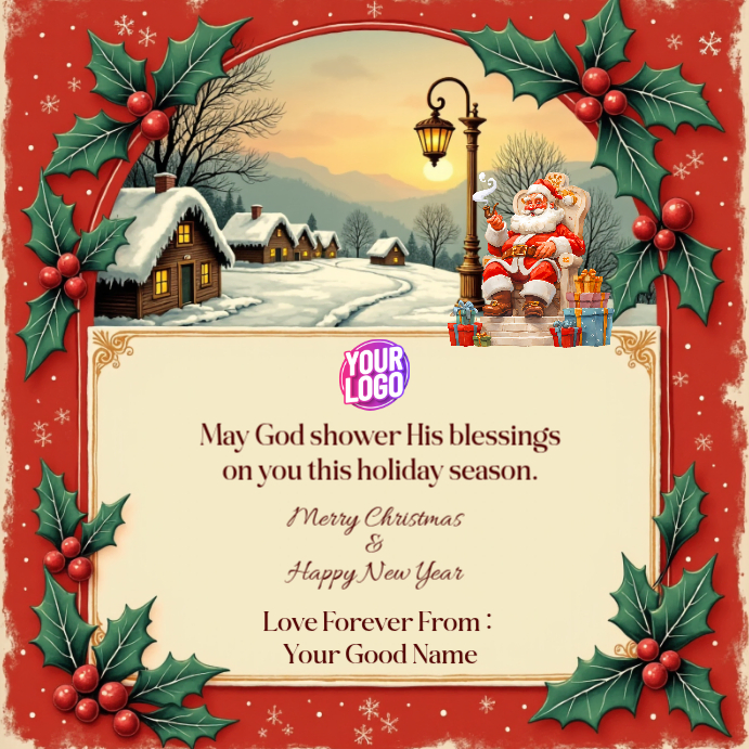 Vintage Christmas Card Template PosterMyWall