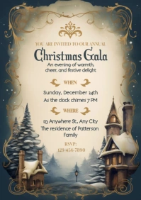 Vintage Christmas Gala Invitation Poster A2 template