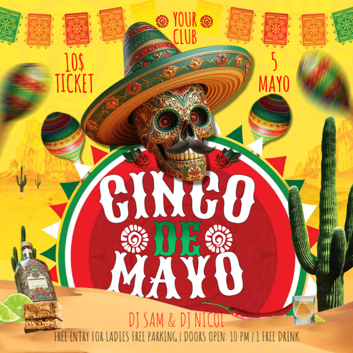 Vintage Cinco De Mayo Square (1:1) template