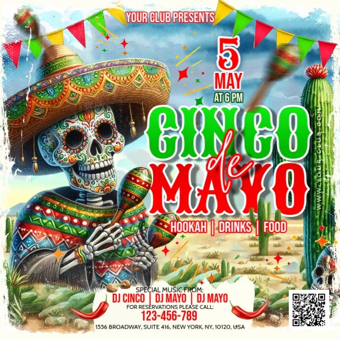 Vintage Cinco De Mayo Square (1:1) template