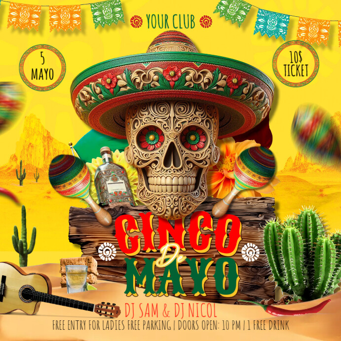 Vintage Cinco De Mayo Square (1:1) template