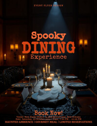 Vintage Cinematic Halloween Restaurant Event Flyer Template For Spooky Dinner Parties