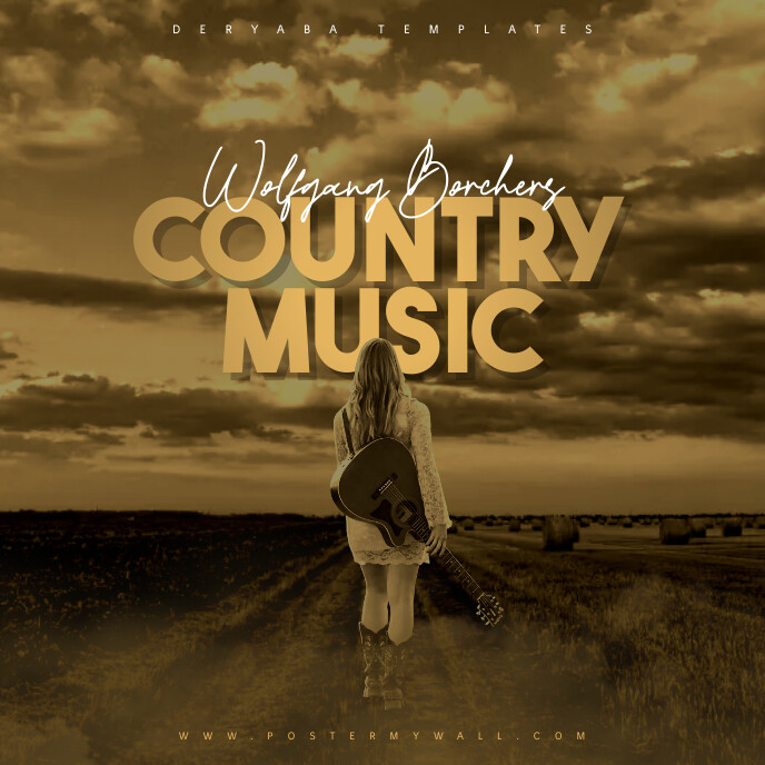 Vintage Country Guitar Music Album Cover Portada de Álbum template