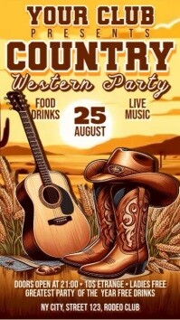 Vintage Country Night Digital Display (9:16) template