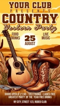 Vintage Country Night Digital Display (9:16) template