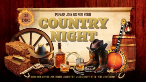 Vintage Country Night Digital Display Affichage numérique (16:9) template