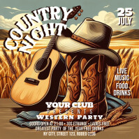 Vintage Country Night Party Square (1:1) template