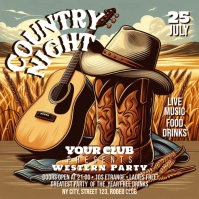 Vintage Country Night Party Square (1:1) template