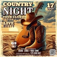 Vintage Country Night Square (1:1) template