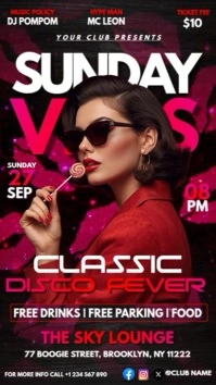 Vintage Disco Party Ads Digital Display (9:16) template