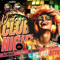 Vintage Disco Party Event Ad Design Template สี่เหลี่ยมจัตุรัส (1:1)