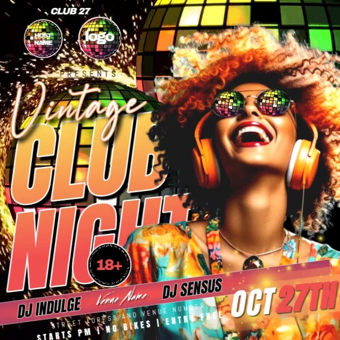 Vintage Disco Party Event Ad Design Template | PosterMyWall