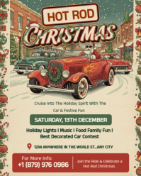 Vintage Editable Vintage Christmas Car Show & Cruise Flyer Instagram Portrait template